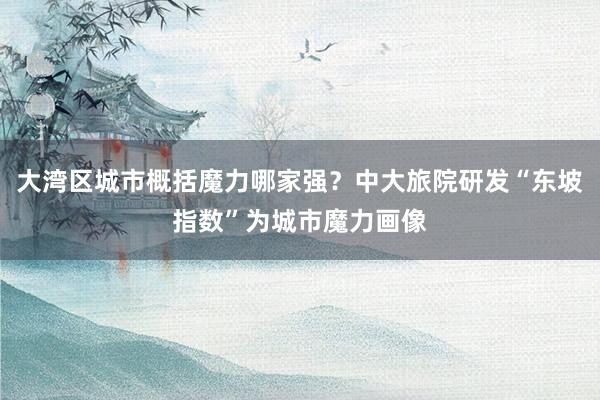 大湾区城市概括魔力哪家强？中大旅院研发“东坡指数”为城市魔力画像